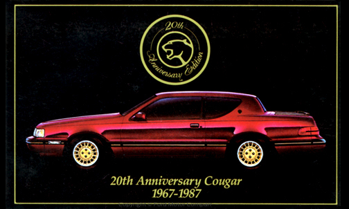 1987 20th Anniversary Mercury Cougar Postcard