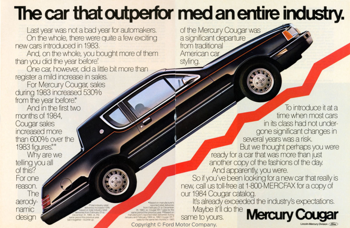 1984 Mercury Cougar LS Magazine Ad