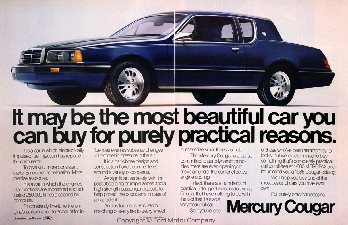 1985 Mercury Cougar LS Magazine Ad