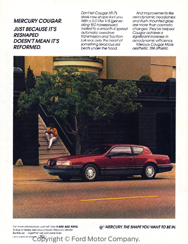 1987 Mercury Cougar XR-7 Magazine Ad