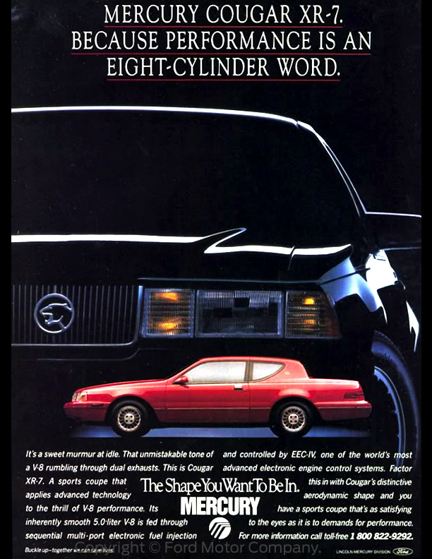 1988 Mercury Cougar XR-7 Magazine Ad